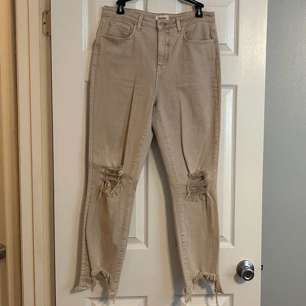 Distressed Tan Skinny Jeans